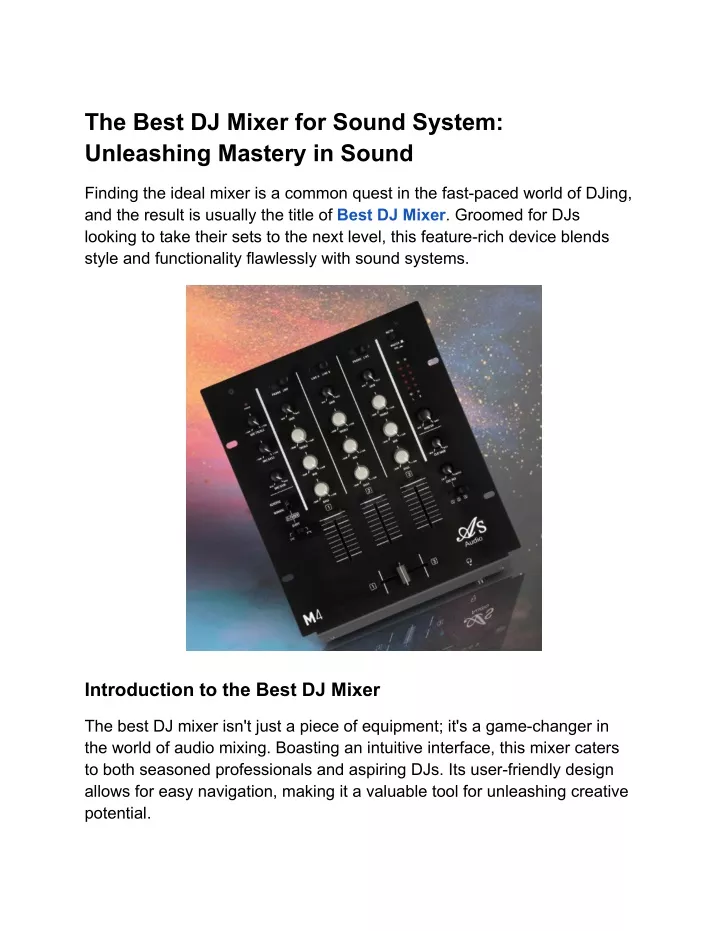 the best dj mixer for sound system unleashing