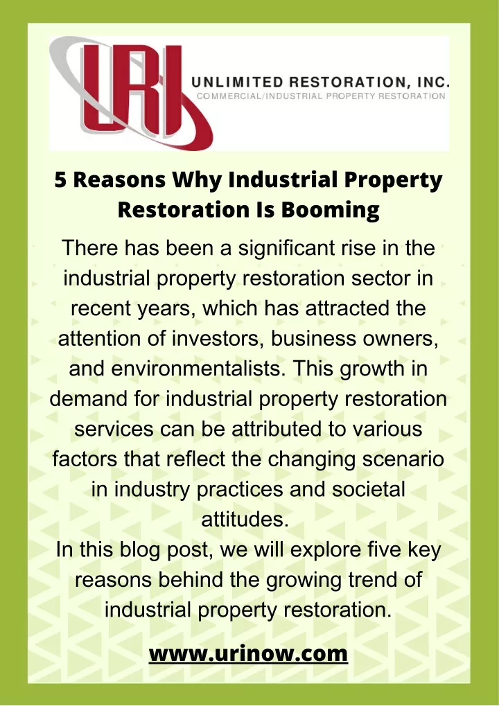 5 reasons why industrial property restoration