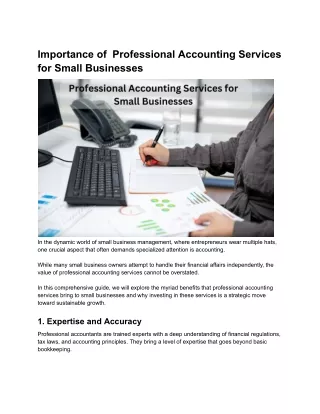 Importance of  Professional Accounting Services for Small Businesses