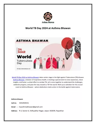 World TB Day 2024 at Asthma Bhawan