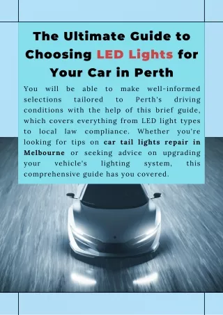 The Ultimate Guide to Choosing LED Lights for Your Car in Perth