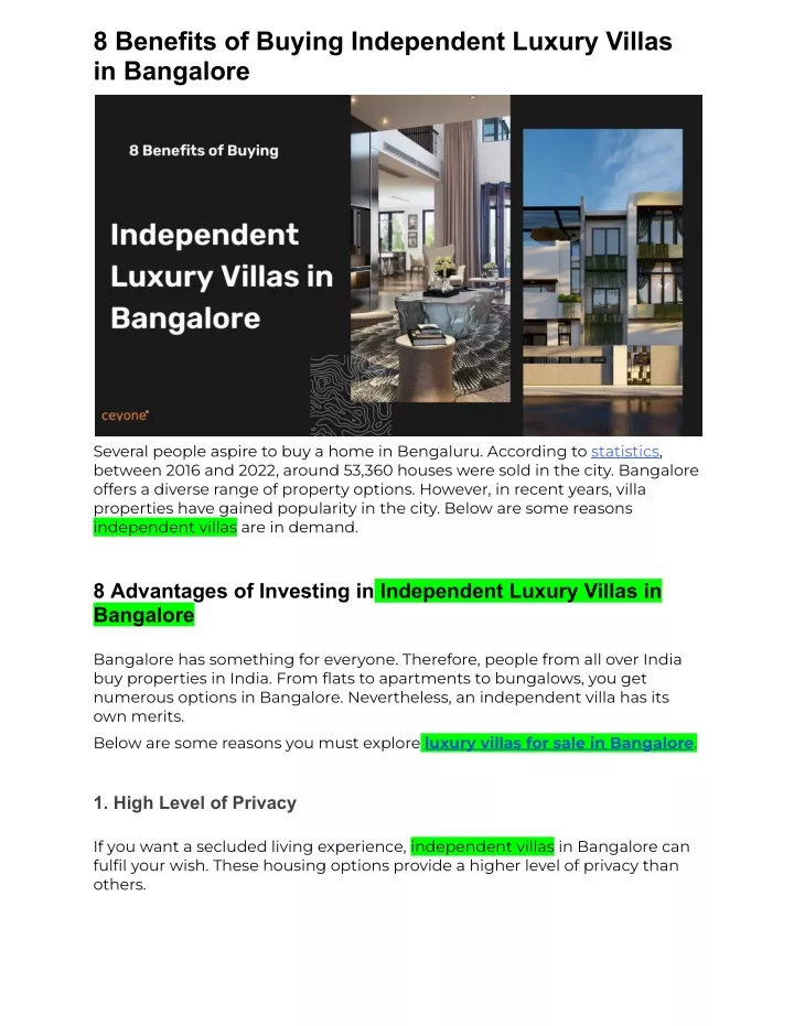 8 benefits of buying independent luxury villas