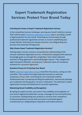Expert Trademark Registration Services: Protect Your Brand Today