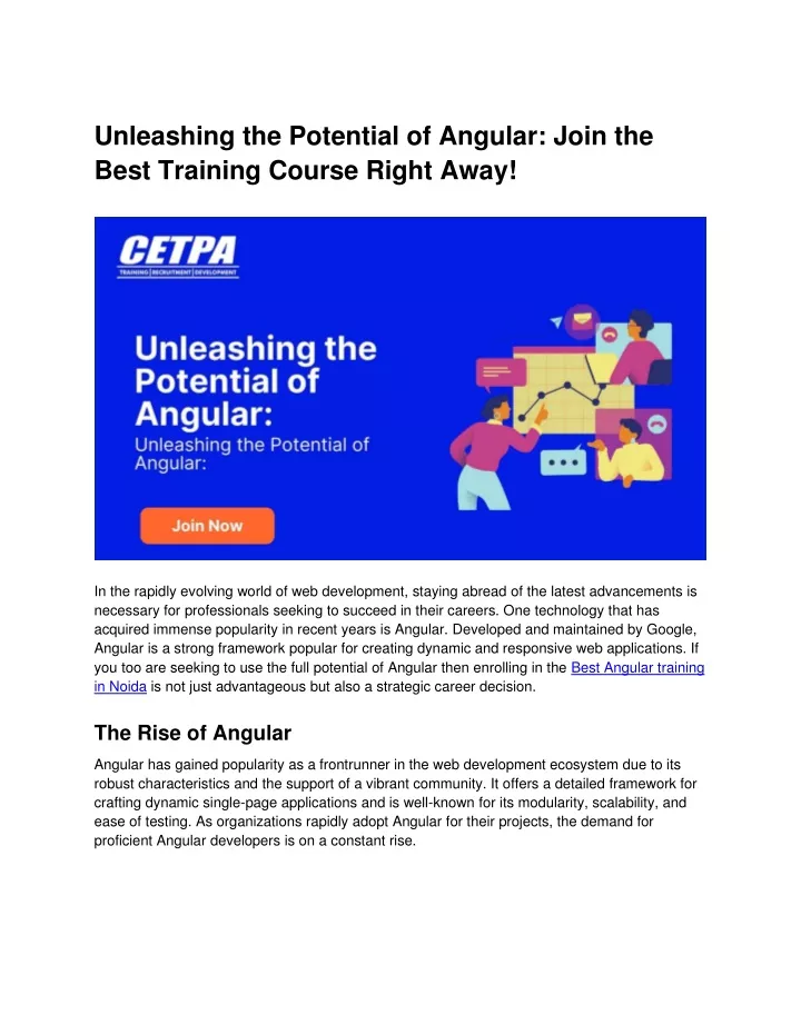 unleashing the potential of angular join the best