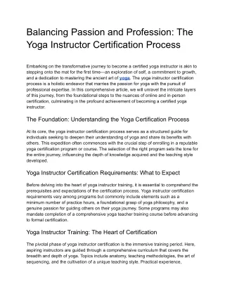 Balancing Passion and Profession_ The Yoga Instructor Certification Process