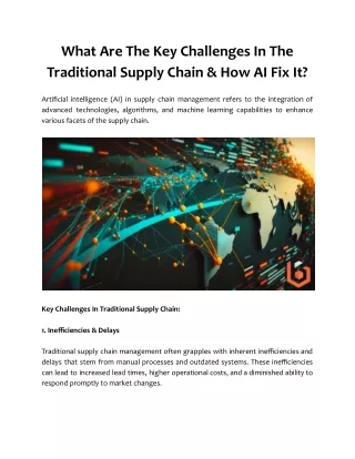 What Are The Key Challenges In The Traditional Supply Chain & How AI Fix It?