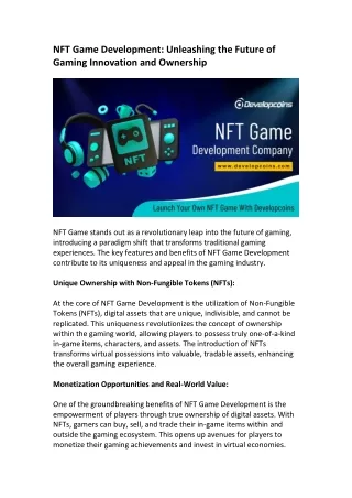 NFT Games - Key Features