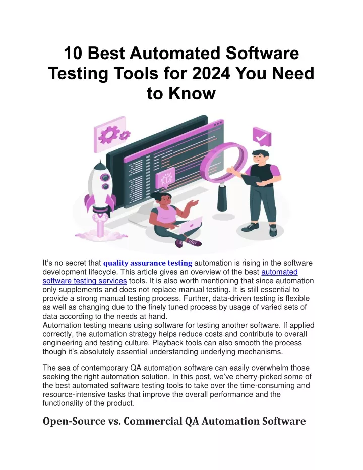 10 best automated software testing tools for 2024