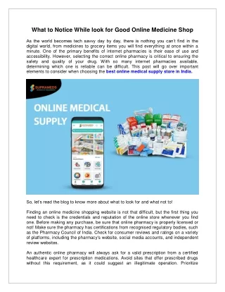 What to Notice While look for Good Online Medicine Shop