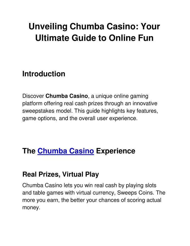 unveiling chumba casino your ultimate guide to online fun