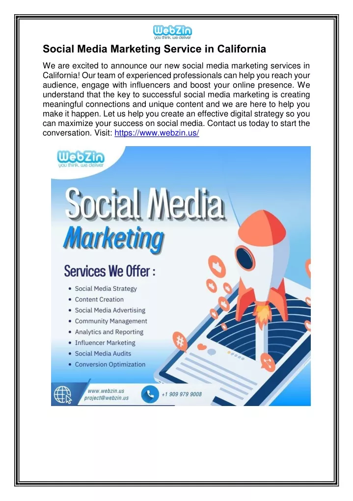 social media marketing service in california
