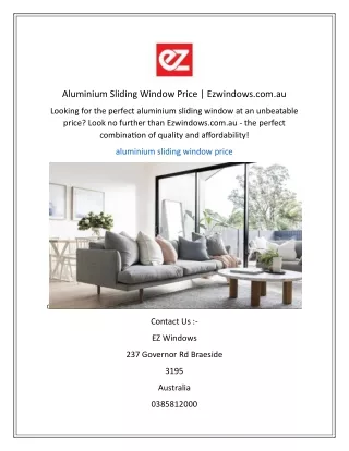 Aluminium Sliding Window Price  Ezwindows.com.au