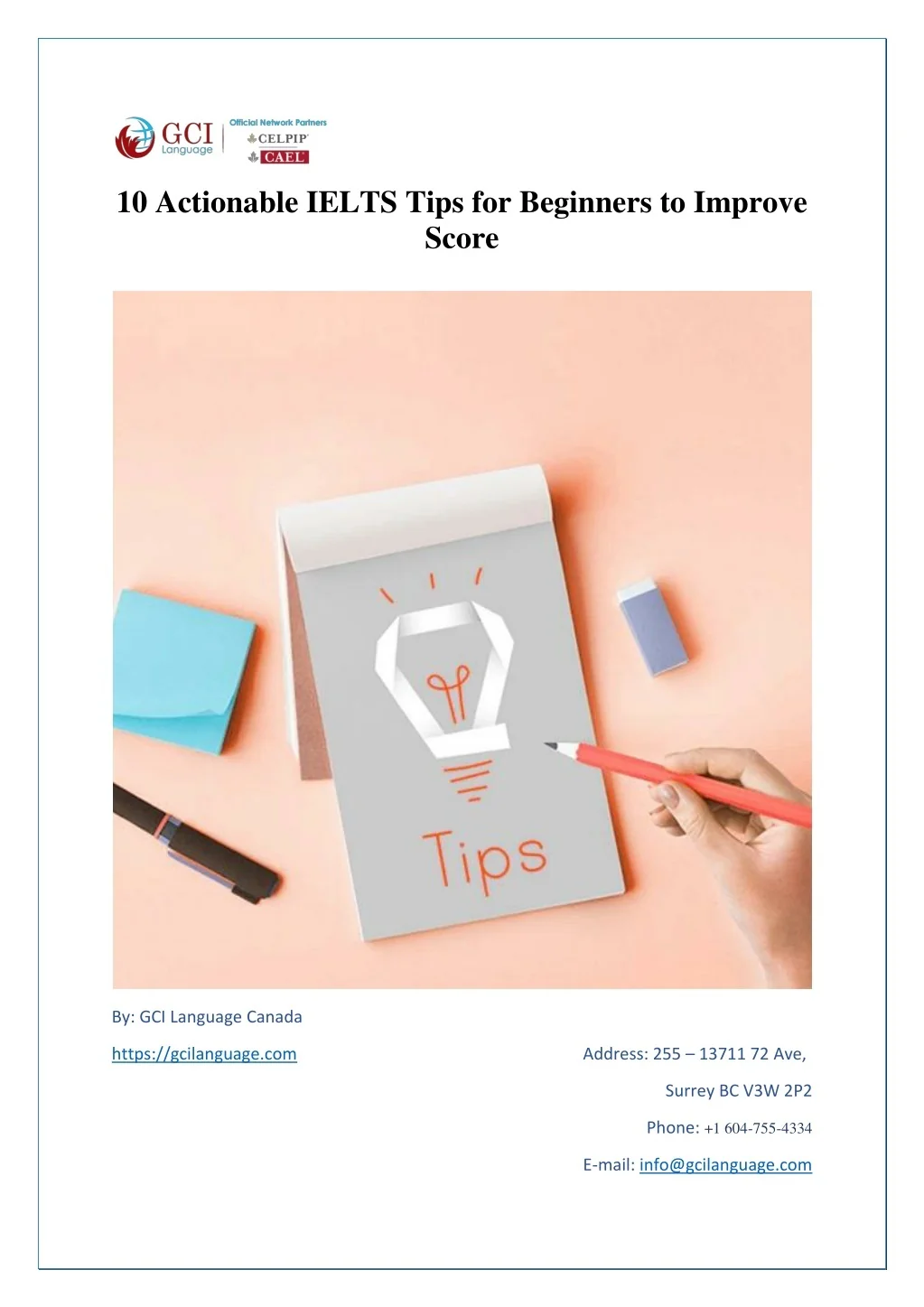 PPT - 10 Actionable IELTS Tips for Beginners to Improve Score ...