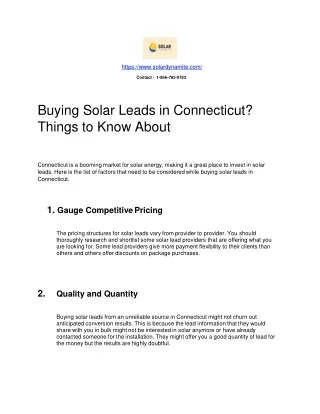 Buying Solar Leads in Connecticut Things to Know About