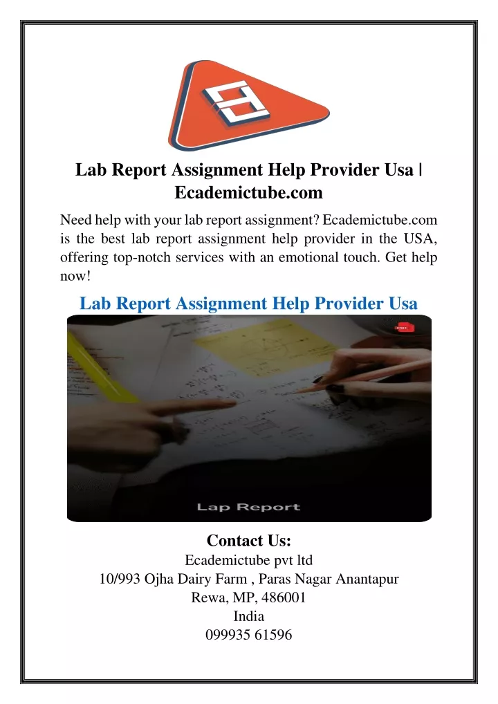 lab report assignment help provider