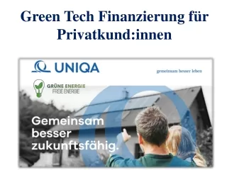 Green Tech Finanzierung für Privatkund - innen