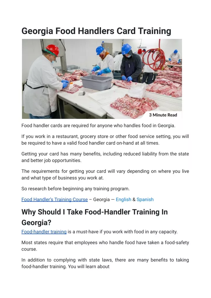 georgia food handlers card training