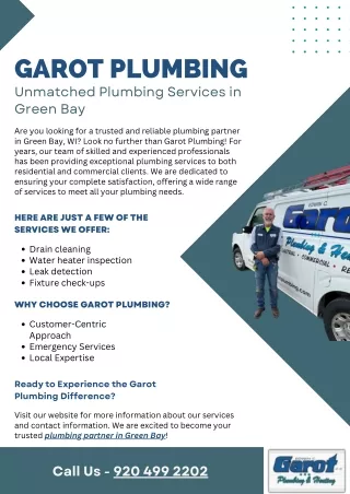 Garot Plumbing - Unmatched Plumbing Services in Green Bay