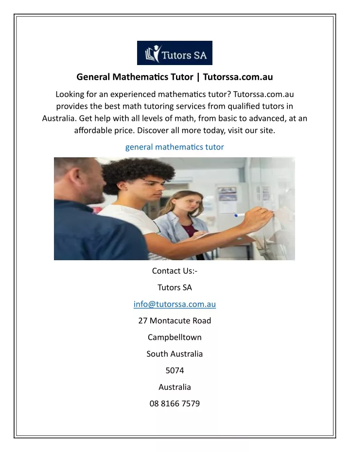 general mathematics tutor tutorssa com au