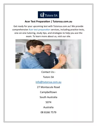 Acer Test Preparation  Tutorssa.com.au