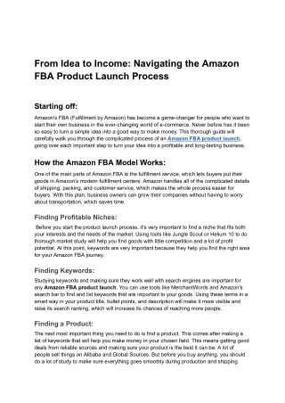 From Idea to Income_ Navigating the Amazon FBA Product Launch Process - Google Docs