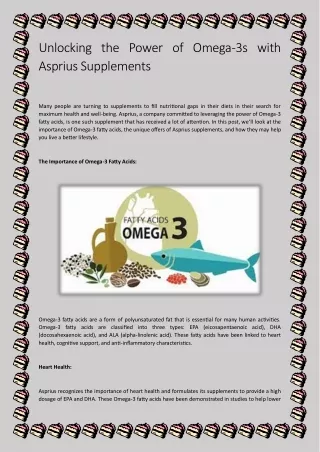 Unlocking the Power of Omega-3s with Asprius Supplements