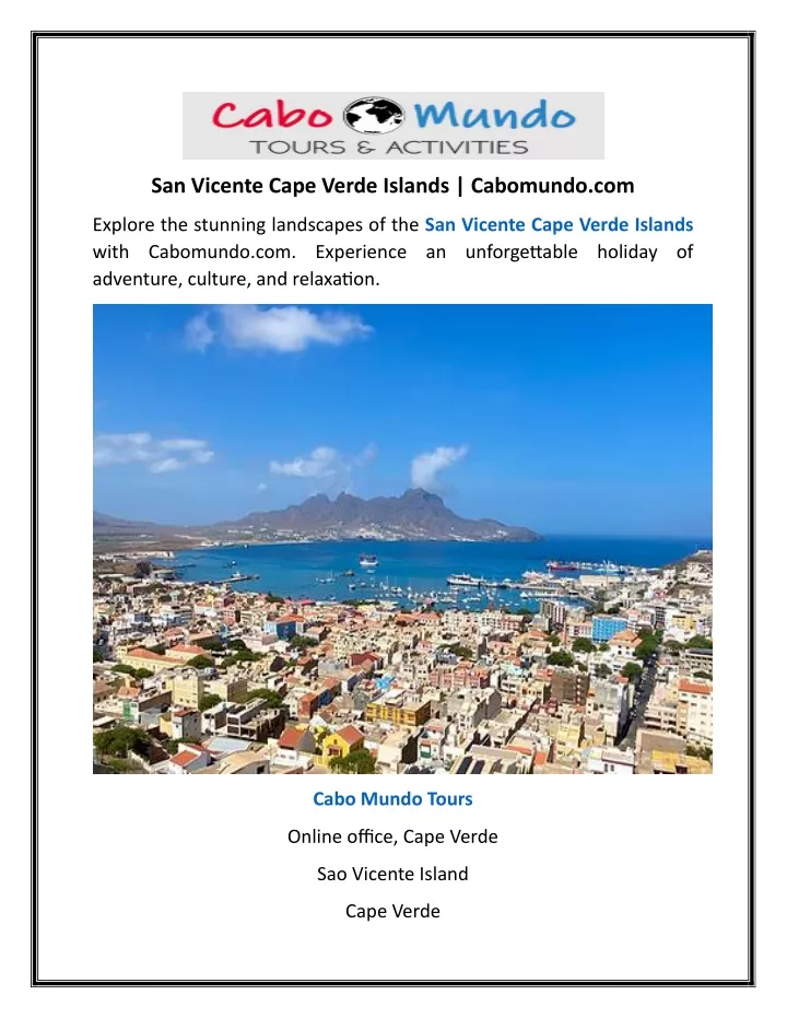 san vicente cape verde islands cabomundo com