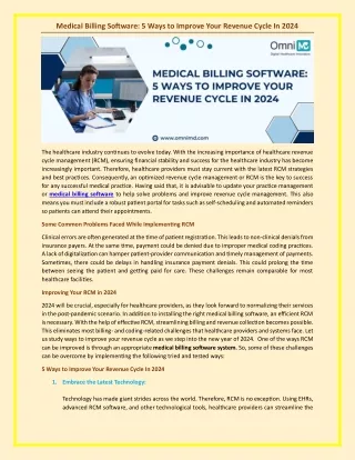 Medical Billing Software: 5 Ways to Improve Your Revenue Cycle In 2024
