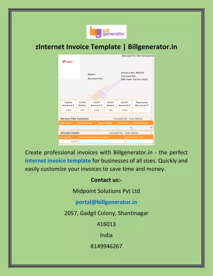 zinternet invoice template billgenerator in