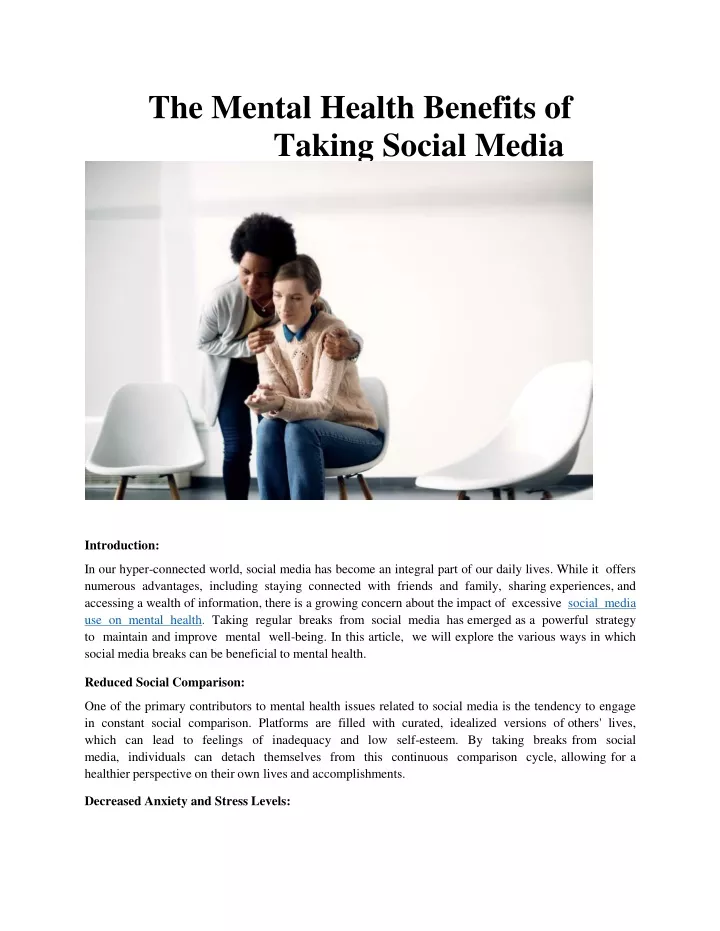 the mental health benefits of taking social media breaks