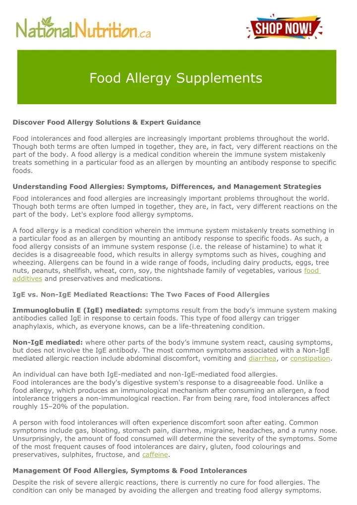 food allergy supplements