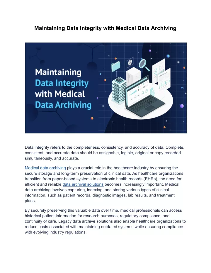 maintaining data integrity with medical data