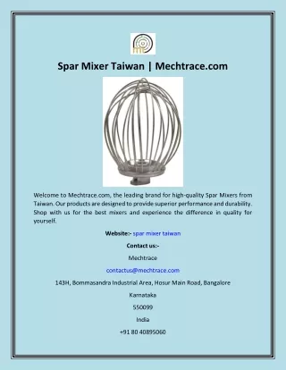 spar mixer taiwan mechtrace com