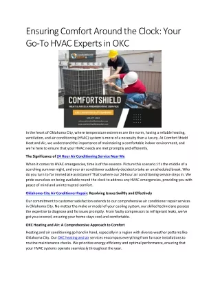 ensuring comfort around the clock your go to hvac experts in okc