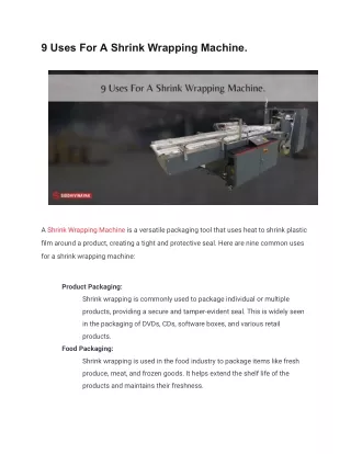 9 Uses For A Shrink Wrapping Machine