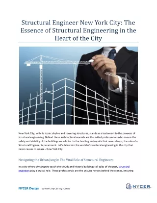 STRUCTURAL ENGINEER NEW YORK CITY: THE ESSENCE OF STRUCTURAL ENGINEERING IN THE