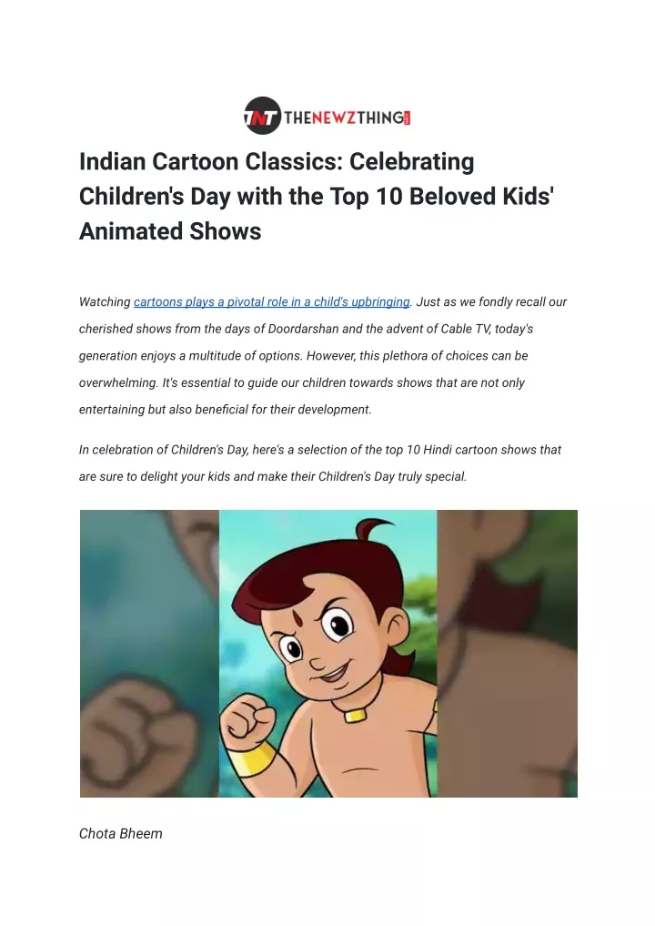 indian cartoon classics celebrating children