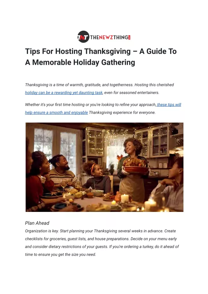 PPT - Tips For Hosting Thanksgiving – A Guide To A Memorable Holiday ...