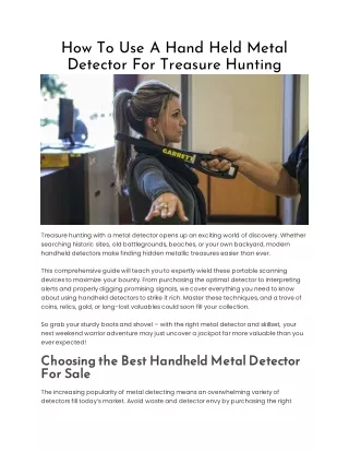 How To Use A Hand Held Metal Detector For Treasure Hunting