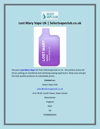 Lost Mary Vape Uk  Selectvapeclub.co.uk