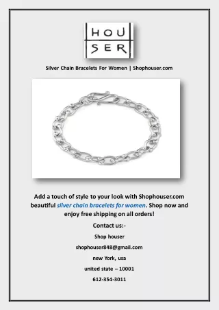 Silver Chain Bracelets For Women | Shophouser.com