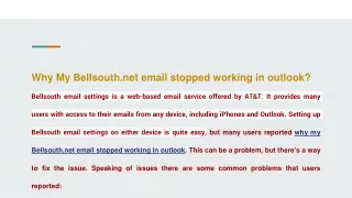 Why My Bellsouth.net email stopped working in outlook?
