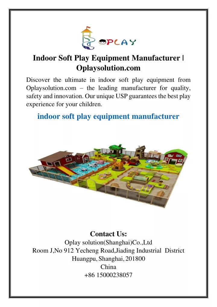 indoor soft play equipment manufacturer