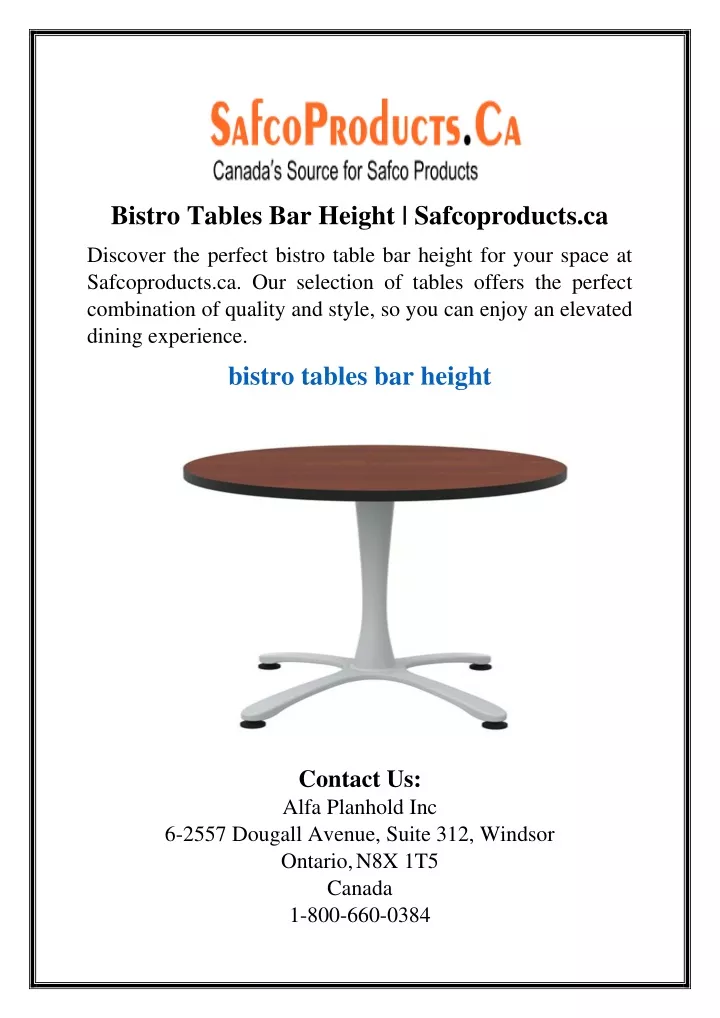 bistro tables bar height safcoproducts ca