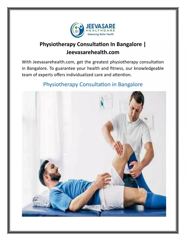 physiotherapy consultation in bangalore