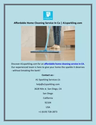 Affordable Home Cleaning Service In Ca  A1sparkling