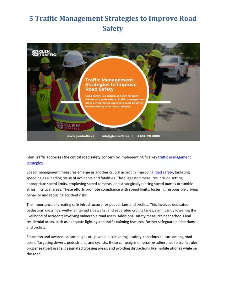 5 traffic management strategies to improve road