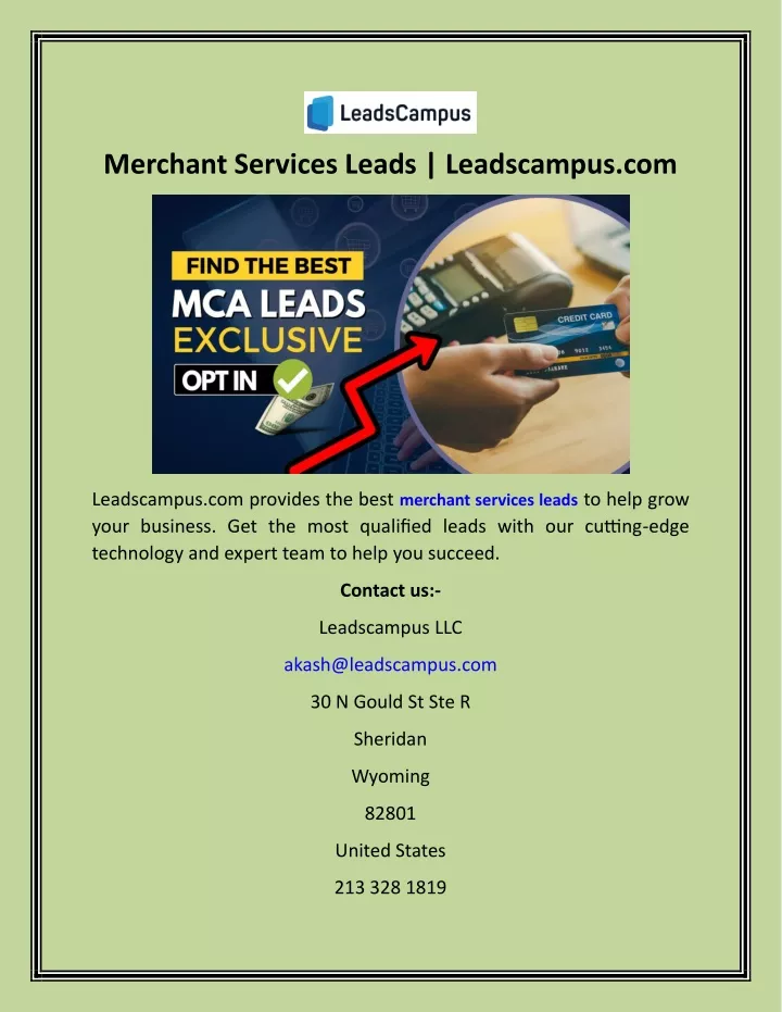 merchant services leads leadscampus com