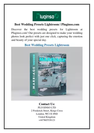 Best Wedding Presets Lightroom | Pluginso.com