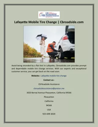 Lafayette Mobile Tire Change  Cbroadside